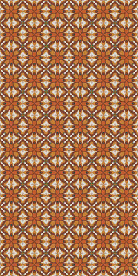 Rust and white geometric pattern featuring various shapes in a stylish arrangement.