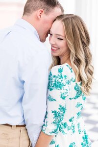 engaged couple hugging