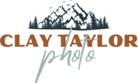 logo saying Clay taylor photo and a mountain above it