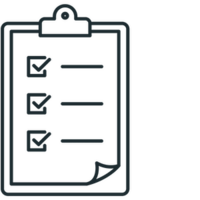 Outline icon of a piece of paper with notes, representing the contract and invoice process to ensure smooth project flow and clear agreements.