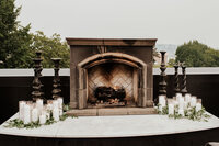 Modern gray black white and orange table scape with copper rose gold details