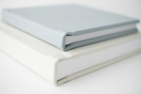 2 custom made wedding albums stacked together for a product shot