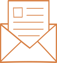 Orange illustration of a newsletter icon