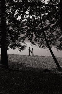 Elopement couple at Lake McDonald in Glacier National Park