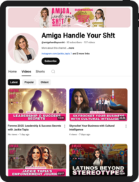 iPad mockup of Jackie's Youtube channel