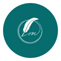 Must writing services logo feather and letter m