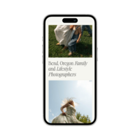 Mobile version of the Claremont Showit website template, ideal for lifestyle photographers seeking a bold and approachable design