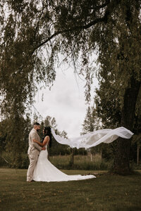 Outdoor bride and groom portraits