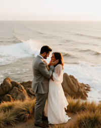 Couple at romantic wedding venue