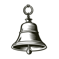 A simple black and white illustration of a hanging bell with a loop at the top and a clapper inside—ideal for wedding photography SEO or creatives seeking unique visuals to enhance their online presence.