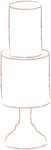 A line drawing of a two tier wedding cake