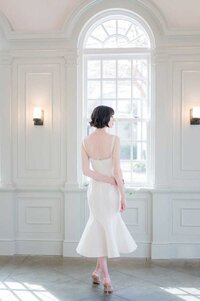 Scoop back midi wedding dress