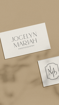 Minimalist branding business cards for a wedding photographer.