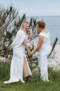 Same-sex couple on the beach in Chatham, MA