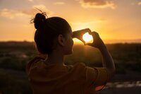 Person making a heart shape with hands, representing life coaching and limitless potential