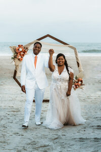Chicago Field Museum Wedding with groom leading bride