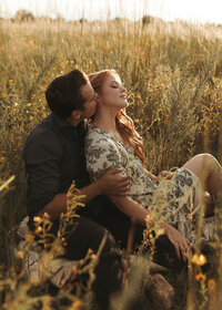 Sweet couple's engagement session in the fields