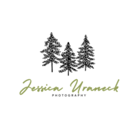 Jessica Uraneck Photography logo, a signature and three fir trees