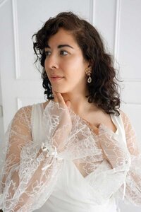 lace sleeve and crepe wedding dress - edith elan dress designer