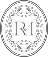 Virginia Wedding Photographer logo featuring an elegant floral design, showcasing Rachael Mattio's photography brand