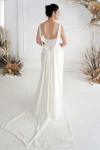 Column wedding dress with low back and straps