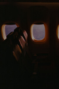 View from plane window at sunset on a women’s group travel adventure