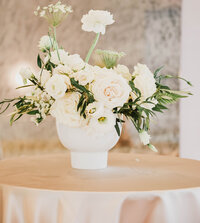 Close-up photo of floral centerpiece at wedding