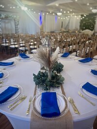 Spacious indoor banquet room adorned with rustic decor and lush greenery - An enchanting setting for unforgettable events in Clearwater, Fl.