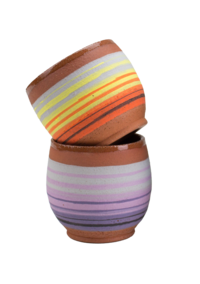 Colorful Zarape inpsired stacking ceramic cups