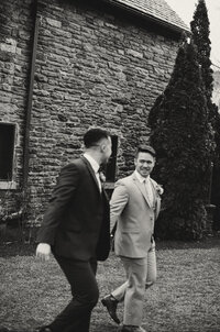 Bride and groom feeding each other cake