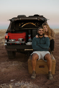 adventure travel couple camping in arizona