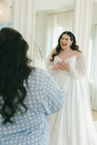 Bride and bridesmaids first look in Dallas Wedding