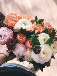 Canva - White, Pink, and Orange Rose Bouquet