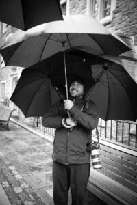 man with umbrella