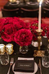Close up of calligraphy place cards for a private event