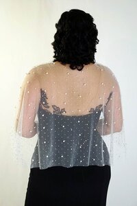 white wedding capelet with pearls