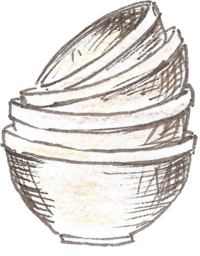 An illustration of a stack of bowls