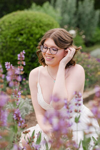 Graduate girl in golden sunlight in Colonial Williamsburg