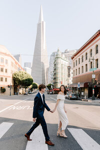 Bride and groom at Crissy Field in SF.