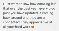 Screenshot of a positive testimonial from a client, "Truly appreciate all your hard work!"