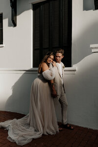 bride and groom in Alys Beach, FL in 30A for vow renewal 