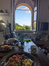 bright indoor space looking out at nature