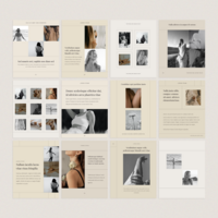 A blend pure and soft social media templates tailored to help you streamline your process and strengthen your social media presence. Featuring 36 templates of sophisticated and minimal aesthetics, easy to customize with InDesign, Illustrator, and Canva.