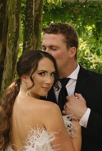 close up photo of bride and groom
