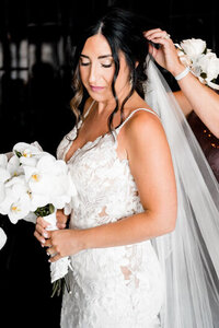 bride getting ready on wedding day