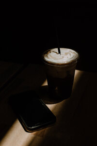 black and white image ipad sitting on table