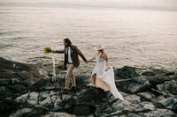 bride and groom on the west coast
