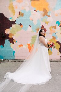 bride portrait at the bond events in york pa by one of the murals