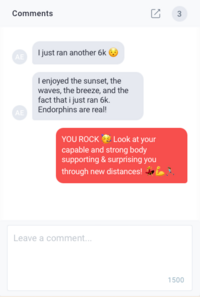 Phone messaging graphic of StrideHer Run Coaching coach texting runner.