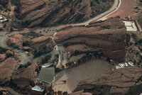 red rocks amphitheater from helicopter ride over colorado denver